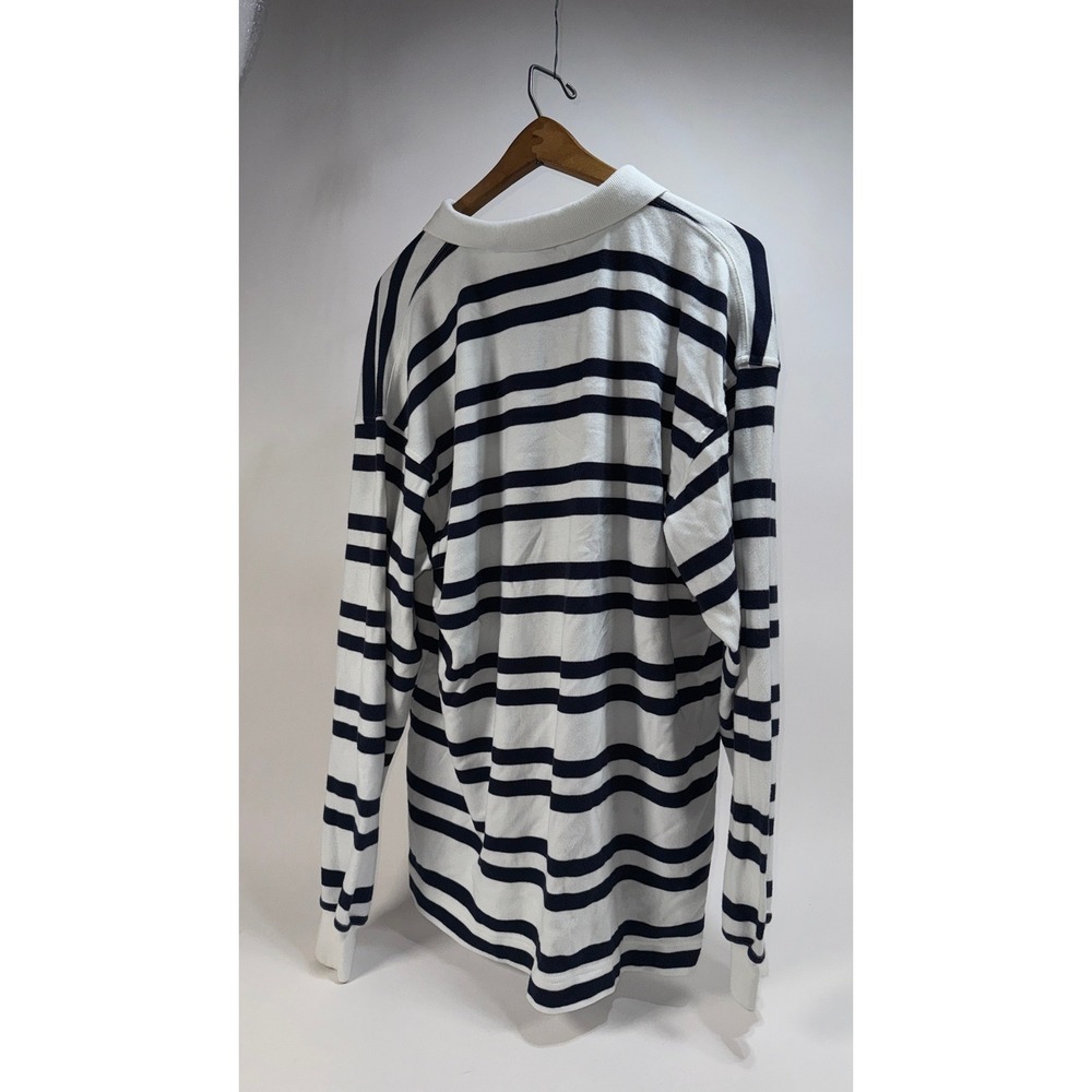 Nautica Long Sleeve Shirt Mens Super Soft XL Cotton Vintage 90s Striped Polo - Picture 2 of 8